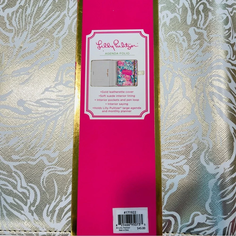 Lilly Pulitzer Metallic Gold and White Floral Home Office Planner